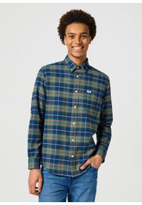 Wrangler - WRANGLER MĘSKA KOSZULA 1 PKT FLANNEL SHIRT DUSTY OLIVE 112356769