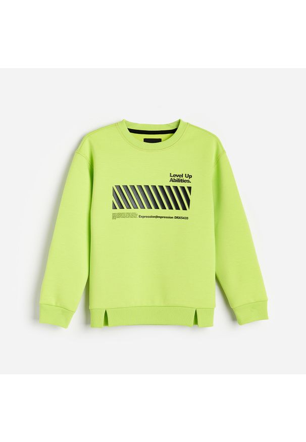 Reserved - Neonowa bluza z nadrukiem - Zielony. Kolor: zielony. Wzór: nadruk