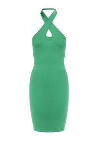 Born2be - Zielona Sukienka Phaerochis. Kolor: zielony. Materiał: tkanina, wiskoza. Długość rękawa: bez rękawów. Wzór: gładki. Długość: mini #2