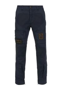 Aeronautica Militare - AERONAUTICA MILITARE Granatowe męskie bawełniane bojówki, Rozmiar 50. Okazja: na co dzień. Kolor: niebieski. Materiał: bawełna. Wzór: moro. Styl: militarny, casual #3