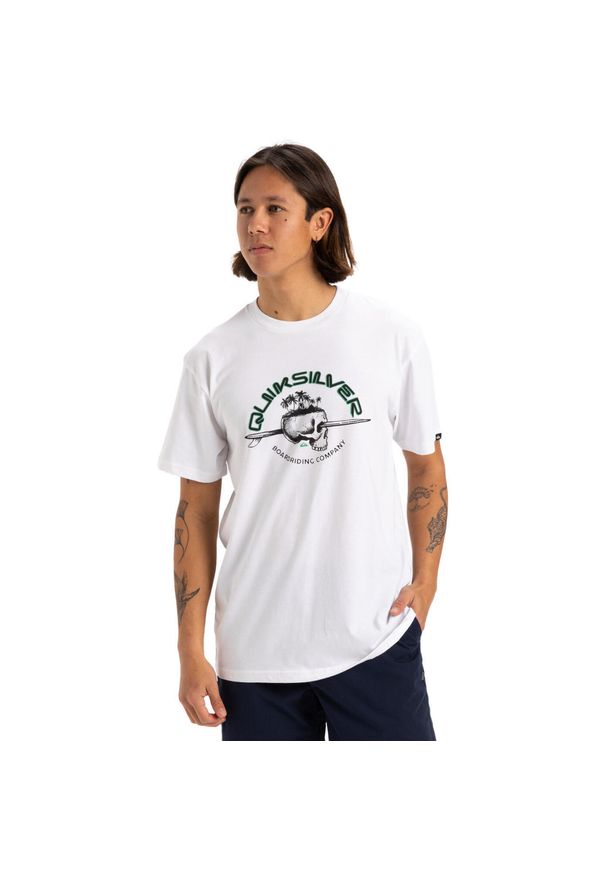 Quiksilver - Koszulka z krótkim rękawem dla Mężczyzn SKULL LINES Biały. Kolor: biały. Materiał: jersey, bawełna. Długość rękawa: krótki rękaw. Długość: krótkie. Wzór: nadruk
