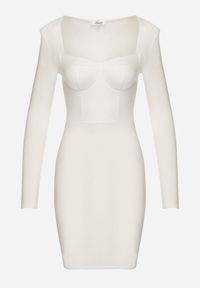 Born2be - Biała Dopasowana Sukienka Mini z Kwadratowym Dekoltem Iceria. Typ kołnierza: dekolt kwadratowy. Kolor: biały. Długość: mini #3