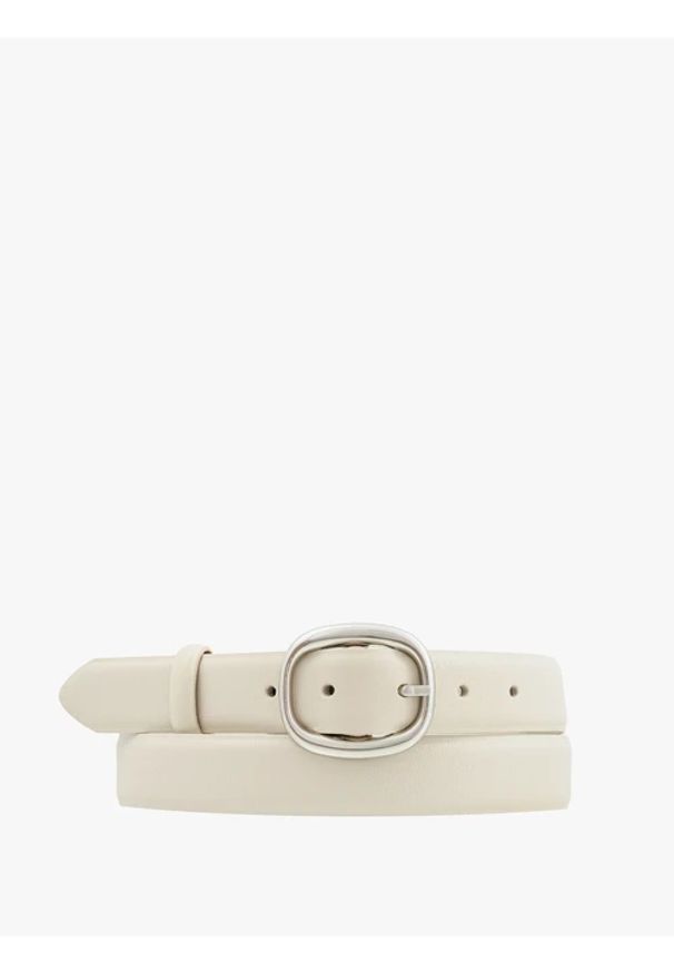 Ryłko - Kremowy pasek damski. Kolor: beżowy. Materiał: skóra