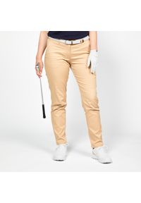 INESIS - Spodnie do golfa chino damskie Inesis MW500 bawełniane. Kolor: beżowy. Materiał: bawełna, materiał, poliester, elastan. Sport: golf