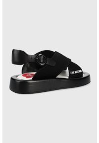 Love Moschino sandały damskie kolor czarny na platformie. Zapięcie: klamry. Kolor: czarny. Materiał: materiał, guma. Wzór: gładki. Obcas: na platformie #2