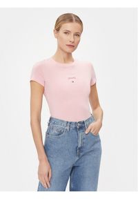 Tommy Jeans T-Shirt Essential DW0DW17357 Różowy Slim Fit. Kolor: różowy. Materiał: syntetyk, bawełna