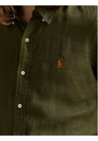 Polo Ralph Lauren Koszula 710968915006 Khaki Slim Fit. Typ kołnierza: polo. Kolor: brązowy. Materiał: len #4