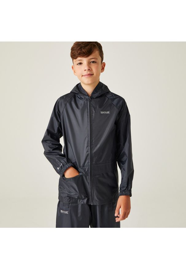 Regatta - Stormbreak dziecięca turystyczna wodoodporna kurtka. Kolor: niebieski. Styl: sportowy. Sport: turystyka piesza