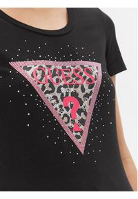 Guess T-Shirt W4RI44 J1314 Czarny Slim Fit. Kolor: czarny. Materiał: bawełna