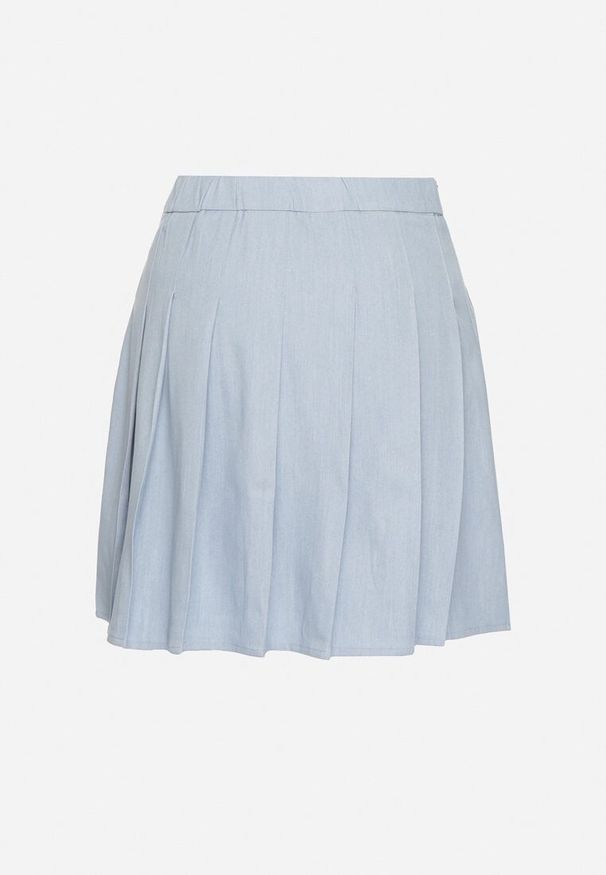 Born2be - Jasnoniebieska Bawełniana Spódnica o Rozkloszowanym Kroju z Plisami Delanielis. Kolor: niebieski. Materiał: bawełna. Styl: elegancki