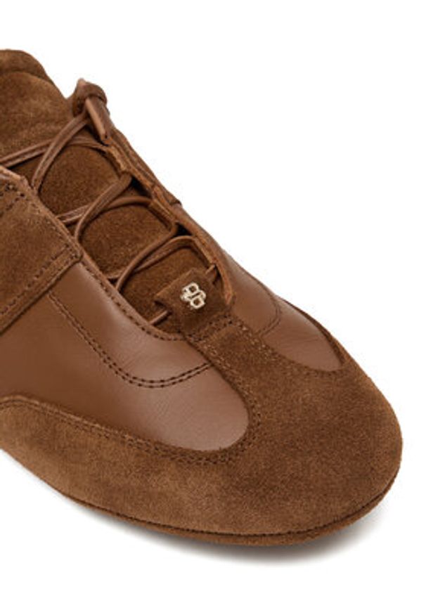 BOSS Sneakersy Roxanne 50557939 Brązowy. Kolor: brązowy. Materiał: skóra, zamsz