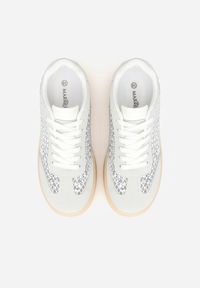 Renee - Szare Sneakersy na Platformie z Cyrkoniami Moonblaze. Kolor: szary. Materiał: jeans. Obcas: na platformie #8