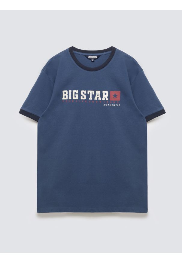 Big-Star - Koszulka męska z linii Authentic z logo BIG STAR ciemnoniebieska Summet 402. Kolor: niebieski. Materiał: bawełna, jeans. Styl: klasyczny, sportowy