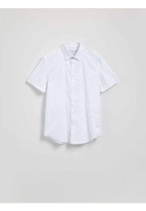 Reserved - Bawełniana koszula slim fit - biały. Kolor: biały. Materiał: bawełna