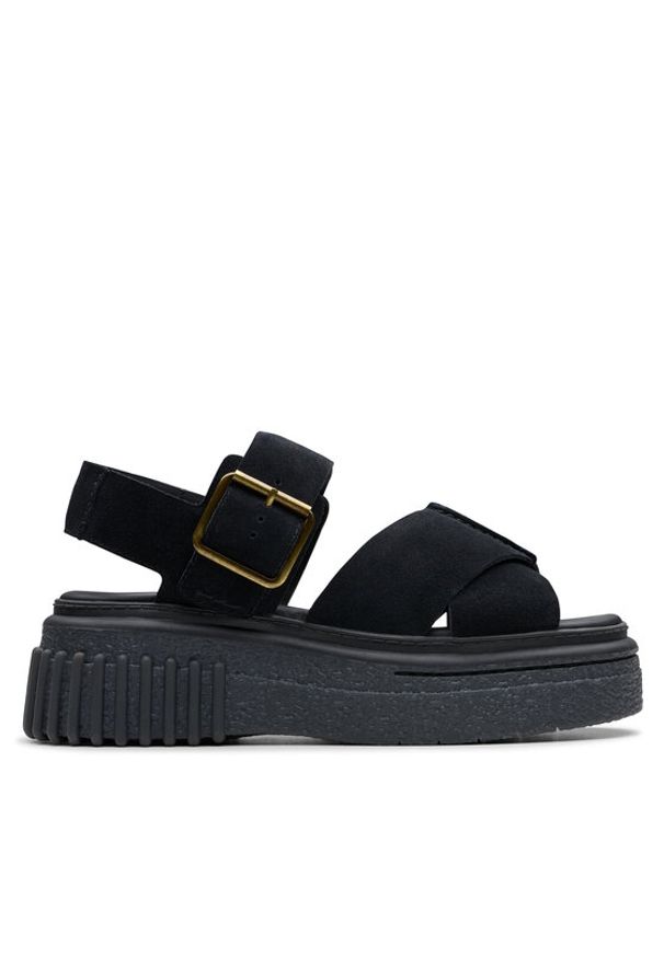 Clarks Sandały Evamar Wish 26181199 Czarny. Kolor: czarny. Materiał: skóra, zamsz