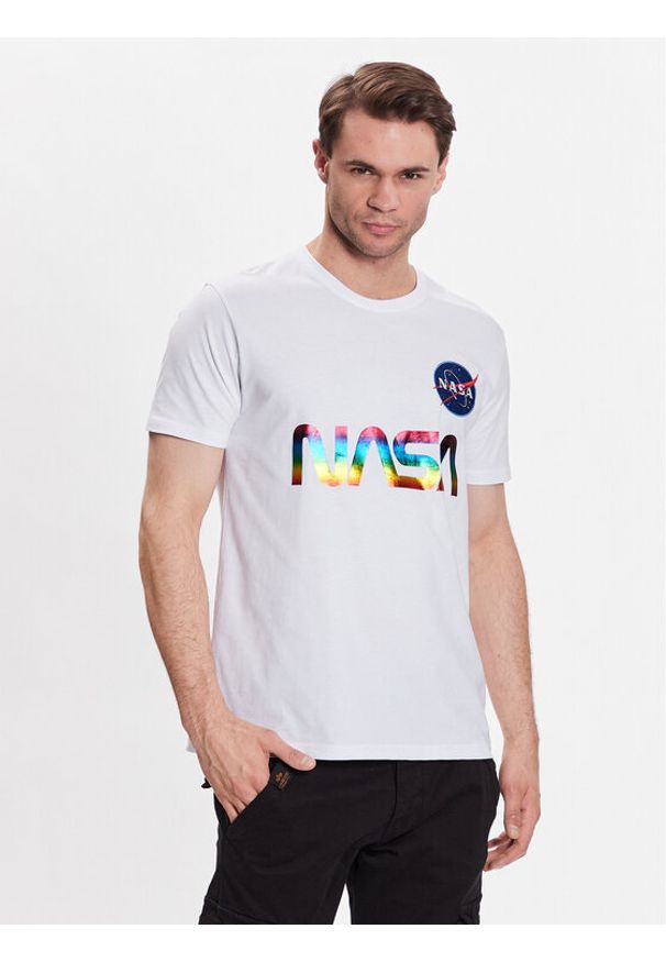Alpha Industries T-Shirt NASA Refl. T Metal 178501M Biały Regular Fit. Kolor: biały. Materiał: bawełna