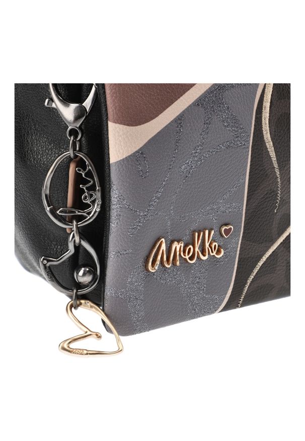 Stylowa Brązowa Torebka Damska Z Klapką Anekke. Kolor: brązowy. Wzór: nadruk. Materiał: skórzane. Styl: elegancki