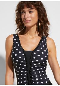 bonprix - Kostium kąpielowy shape z marszczeniem, średni stopień modelowania sylwetki. Kolor: czarny. Wzór: nadruk #3