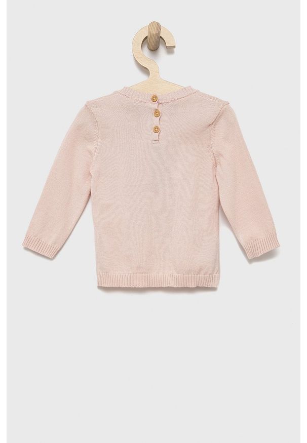 United Colors of Benetton sweter bawełniany dziecięcy kolor różowy lekki. Okazja: na co dzień. Kolor: różowy. Materiał: bawełna. Długość: krótkie. Styl: casual