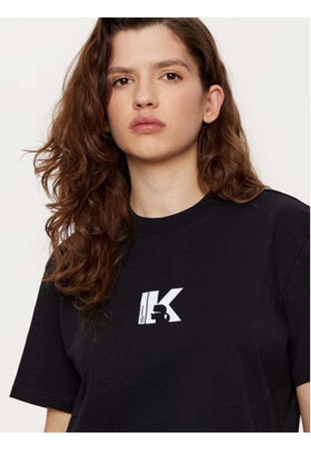 Karl Lagerfeld Jeans T-Shirt A1W17031 Czarny Regular Fit. Kolor: czarny. Materiał: bawełna
