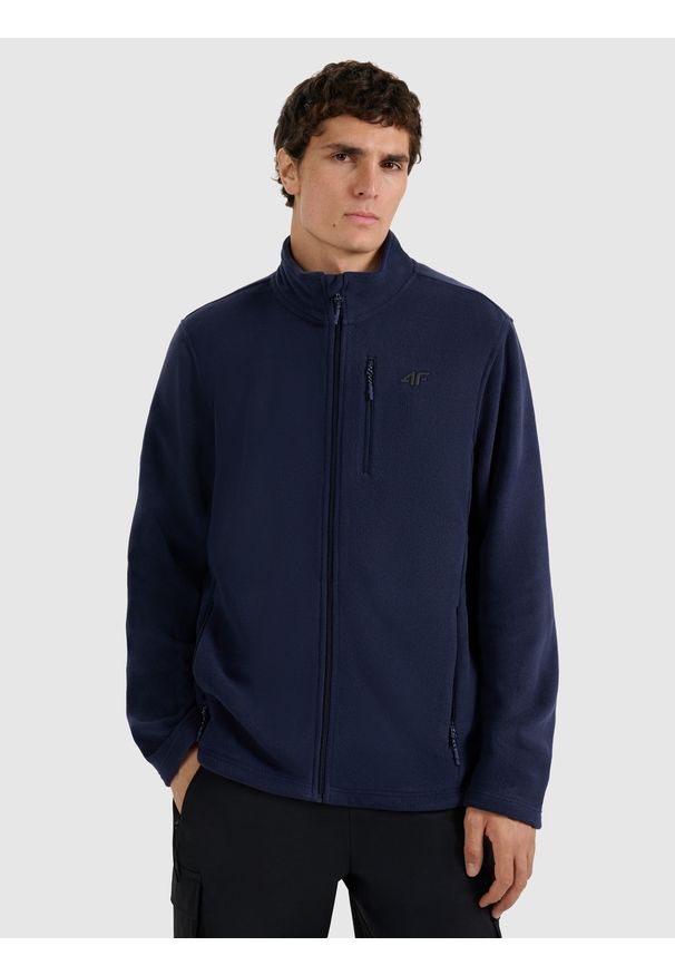 4f - 4F Polar regular ze stójką męski - granatowy XL. Typ kołnierza: kołnierzyk stójkowy. Kolor: niebieski. Materiał: polar