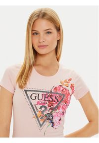 Guess T-Shirt W4BI23 J1314 Różowy Slim Fit. Kolor: różowy. Materiał: bawełna