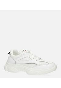 Casu - Białe buty sportowe sneakersy sznurowane casu 20p14/m. Okazja: na co dzień. Kolor: biały. Materiał: skóra ekologiczna, materiał. Szerokość cholewki: normalna