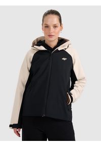 4f - 4F Kurtka przejściowa membrana 5000 damska - beżowa L. Okazja: na co dzień. Typ kołnierza: kaptur. Kolor: beżowy. Materiał: dzianina, syntetyk, materiał, tkanina. Styl: klasyczny, casual, sportowy #1