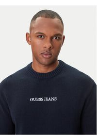 Guess Jeans Sweter M4BR31 Z3HM1 Granatowy Regular Fit. Kolor: niebieski. Materiał: bawełna #5