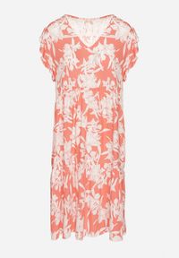 Born2be - Różowa Bawełniana Sukienka o Rozkloszowanym Kroju w Kwiaty Libella. Okazja: na co dzień, do pracy. Kolor: różowy. Materiał: bawełna. Wzór: kwiaty. Typ sukienki: rozkloszowane, proste. Styl: casual, elegancki #6