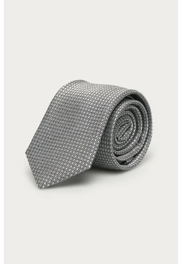 Calvin Klein - Krawat. Kolor: szary. Materiał: wełna, tkanina, jedwab