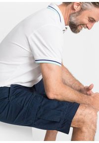 bonprix - Bermudy bojówki z czystej bawełny, Relaxed Fit. Kolor: niebieski. Materiał: bawełna