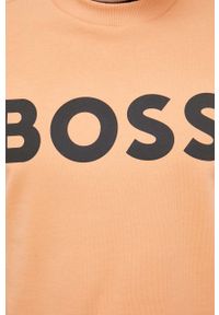 BOSS Orange - Boss Orange bluza bawełniana męska kolor pomarańczowy z nadrukiem. Kolor: pomarańczowy. Materiał: bawełna. Wzór: nadruk #4