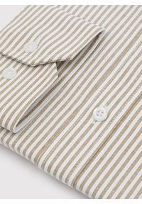 Pako Lorente - PAKO LORENTE - Beżowa koszula męska w paski. Kolor: beżowy. Materiał: bawełna, poliester. Długość: długie. Wzór: paski. Sezon: jesień #2