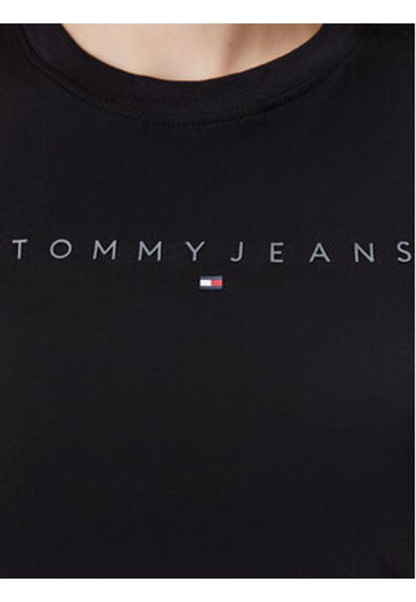 Tommy Jeans T-Shirt Tonal Linear DW0DW20315 Czarny Slim Fit. Kolor: czarny. Materiał: bawełna