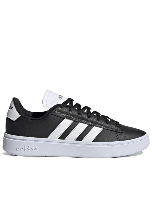 Adidas - Buty adidas Grand Court Alpha GY7986 - czarne. Zapięcie: pasek. Kolor: czarny. Materiał: guma, skóra. Szerokość cholewki: normalna. Wzór: paski. Model: Adidas Cloudfoam