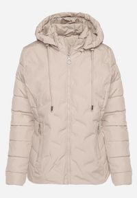 Born2be - Ciemnobeżowa Przejściowa Kurtka z Pikowanymi Przeszyciami i Odpinanym Kapturem Olunea. Okazja: na co dzień, na spacer. Kolor: beżowy. Materiał: poliester, jeans. Styl: casual, elegancki #7