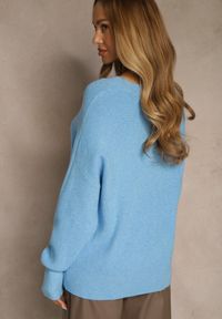Renee - Niebieski Sweter z Dodatkiem Kaszmiru i Trójkątnym Dekoltem Silefera. Okazja: na co dzień. Kolor: niebieski. Materiał: kaszmir. Styl: casual, elegancki #2
