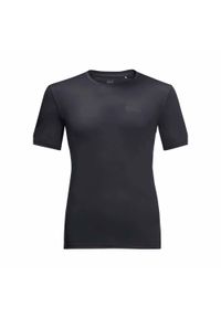 Koszulka sportowa męska Jack Wolfskin 18070726000. Kolor: czarny. Materiał: poliester. Długość rękawa: krótki rękaw. Długość: krótkie. Sport: turystyka piesza #1