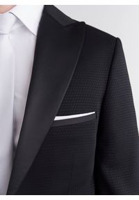 Pako Lorente - PAKO LORENTE – Czarna marynarka smokingowa w mikrowzór. Okazja: na sylwestra, na ślub cywilny, na wesele. Kolor: czarny. Materiał: poliester, wiskoza #7
