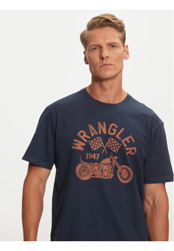 Wrangler T-Shirt Americana 112357436 Granatowy Regular Fit. Kolor: niebieski. Materiał: bawełna