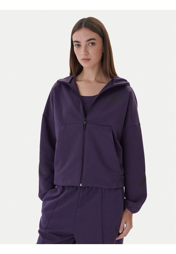 Adidas - adidas Bluza Z.N.E. KC4569 Fioletowy Loose Fit. Kolor: fioletowy. Materiał: bawełna