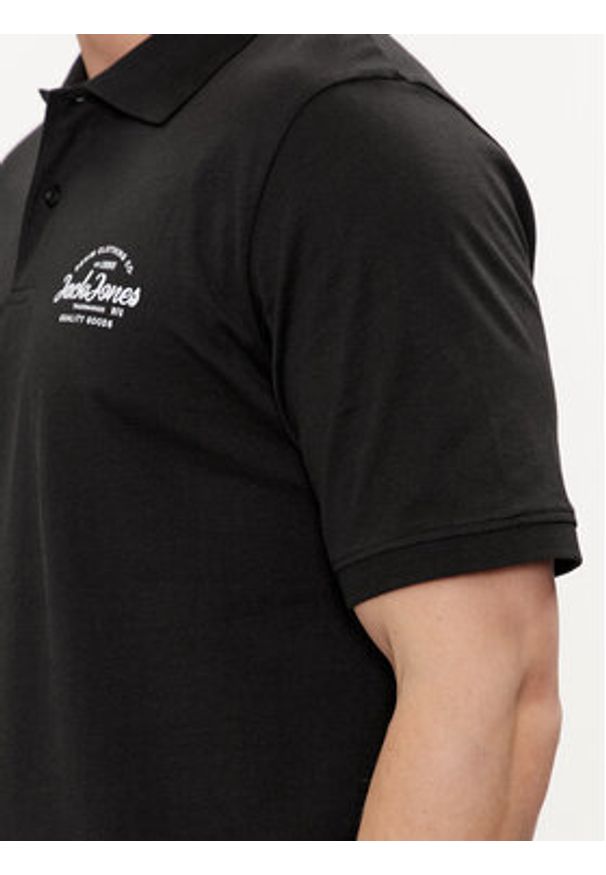 Jack & Jones - Jack&Jones Polo Forest 12248621 Czarny Standard Fit. Typ kołnierza: polo. Kolor: czarny. Materiał: bawełna, syntetyk