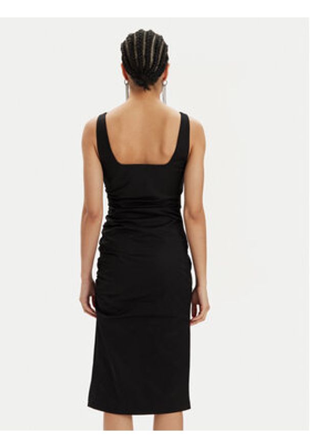 Karl Lagerfeld - KARL LAGERFELD Sukienka letnia 241W1303 Czarny Slim Fit. Typ kołnierza: dekolt w karo. Kolor: czarny. Materiał: bawełna. Sezon: lato