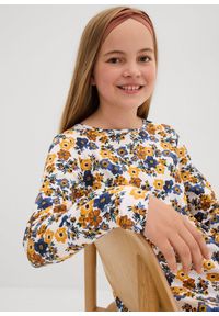 bonprix - Dżersejowa sukienka (2 szt.), z czystej bawełny organicznej. Okazja: na co dzień. Kolor: biały. Materiał: jersey, bawełna. Wzór: nadruk, kwiaty. Typ sukienki: rozkloszowane, proste. Styl: casual #3