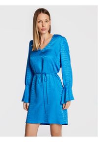 TwinSet - TWINSET Sukienka codzienna 222TT2125 Niebieski Regular Fit. Okazja: na co dzień. Kolor: niebieski. Materiał: satyna, wiskoza. Typ sukienki: proste. Styl: casual