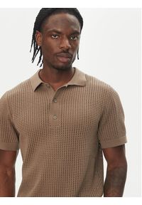 Lindbergh Polo 30-804126 Beżowy Relaxed Fit. Typ kołnierza: polo. Kolor: beżowy. Materiał: bawełna #3