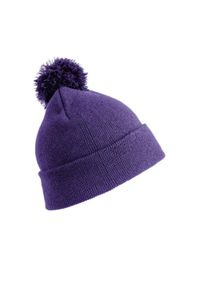 RESULT - Zimowa Damska Essentials Pom Pom Beanie. Kolor: fioletowy. Sezon: zima