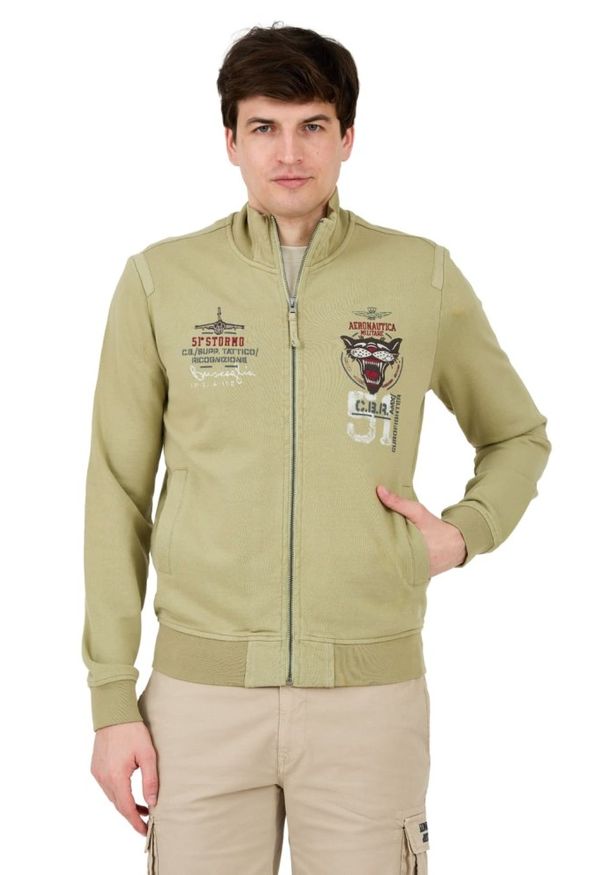 Aeronautica Militare - AERONAUTICA MILITARE Zielona męska bluza Embroidered 51st, Rozmiar M. Kolor: zielony