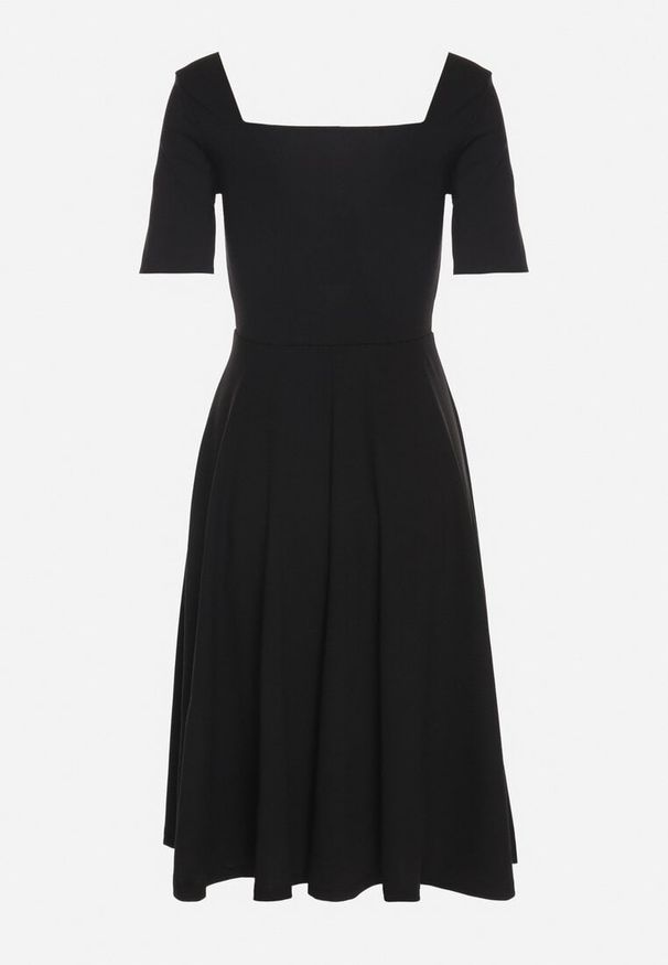 Born2be - Czarna Sukienka z Bufiastymi Rękawami Nerilune. Kolor: czarny. Styl: klasyczny, elegancki
